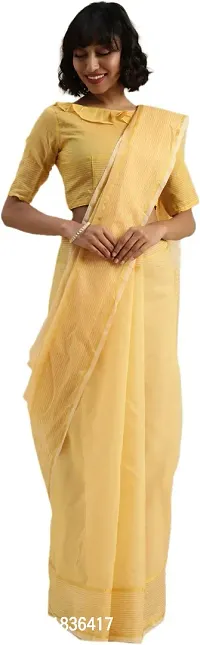 Beautiful Cotton Blend Saree with Blouse Piece-thumb0