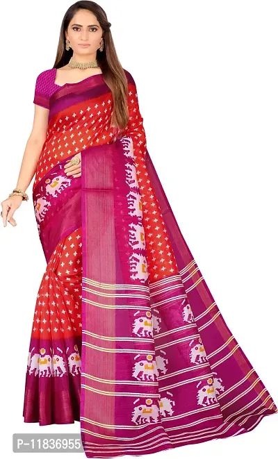 Beautiful Art Silk Saree with Blouse Piece-thumb0