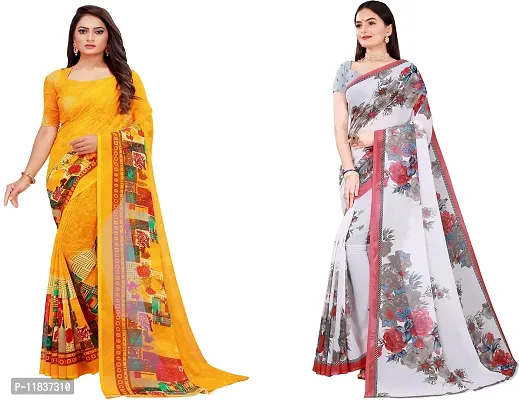 Beautiful Georgette Saree with Blouse Piece Pack Of 2-thumb0