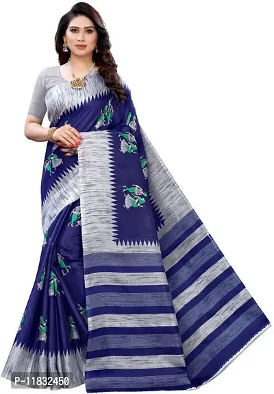 Beautiful Art Silk Saree with Blouse Piece-thumb0