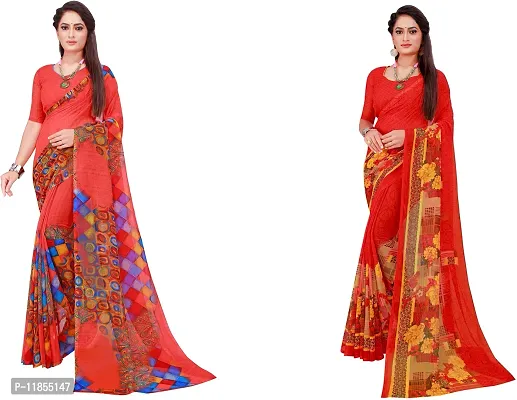 Beautiful Georgette Saree With Blouse Piece Pack Of 2