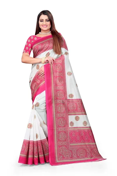 Spacekart Women's Art Silk Saree with Unstitched Blouse Piece.