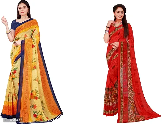 Beautiful Georgette Saree with Blouse Piece Pack Of 2-thumb0