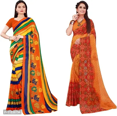 Beautiful Georgette Saree with Blouse Piece Pack Of 2