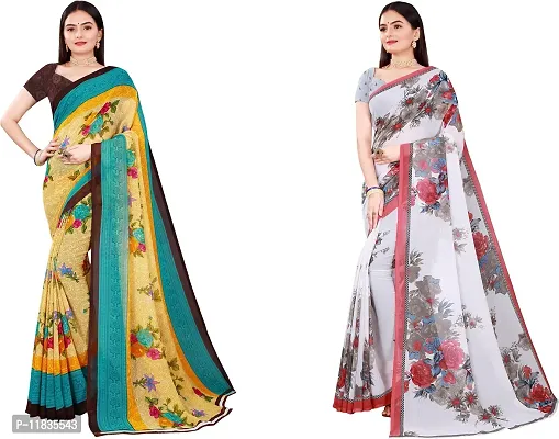 Beautiful Georgette Saree with Blouse Piece Pack Of 2