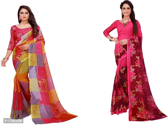 Beautiful Georgette Saree With Blouse Piece Pack Of 2-thumb0