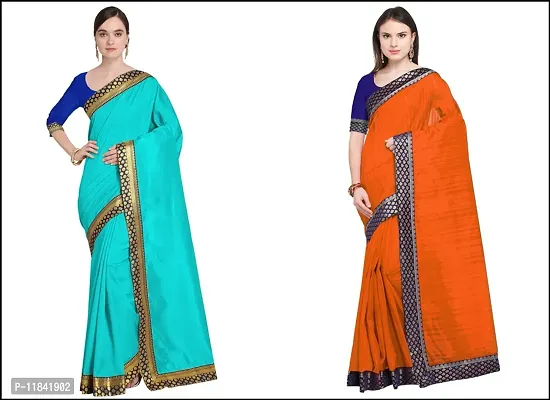 Beautiful Art Silk Saree With Blouse Piece Pack Of 2-thumb0