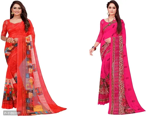 Beautiful Georgette Saree With Blouse Piece Pack Of 2