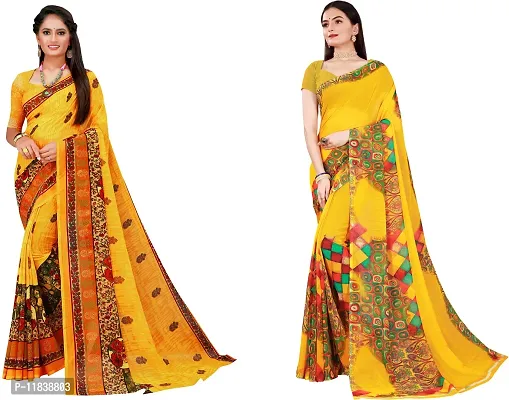 Beautiful Georgette Saree with Blouse Piece Pack Of 2