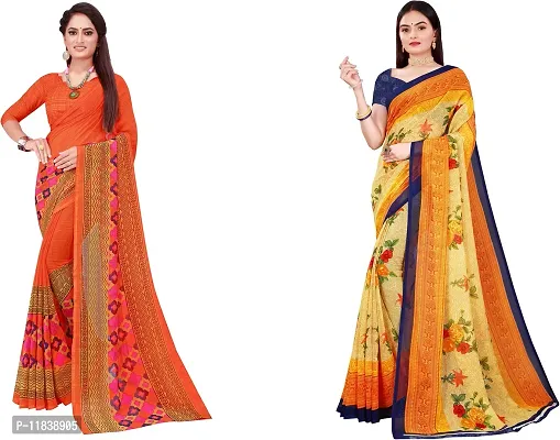 Beautiful Georgette Saree with Blouse Piece Pack Of 2