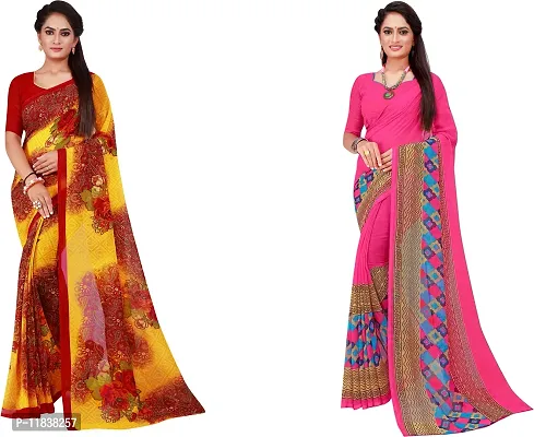 Beautiful Georgette Saree with Blouse Piece Pack Of 2