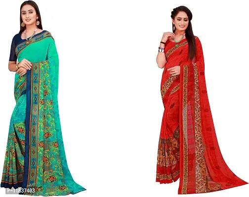 Beautiful Georgette Saree with Blouse Piece Pack Of 2