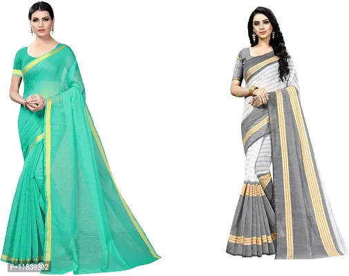 Beautiful Art Silk Saree With Blouse Piece Pack Of 2-thumb0