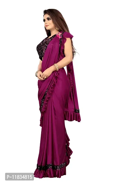 Beautiful Lycra Saree with Blouse Piece-thumb2