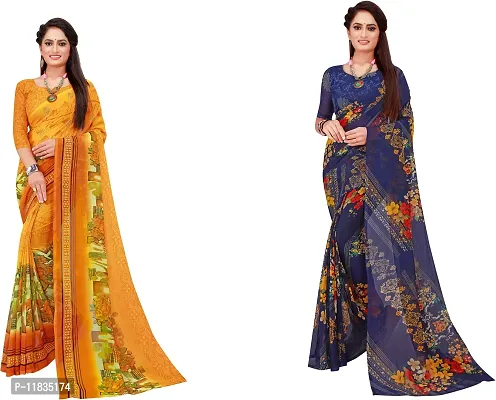 Beautiful Georgette Saree with Blouse Piece Pack Of 2-thumb0