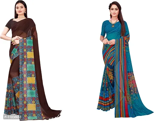 Beautiful Georgette Saree with Blouse Piece Pack Of 2-thumb0