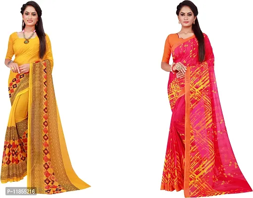 Beautiful Georgette Saree With Blouse Piece Pack Of 2