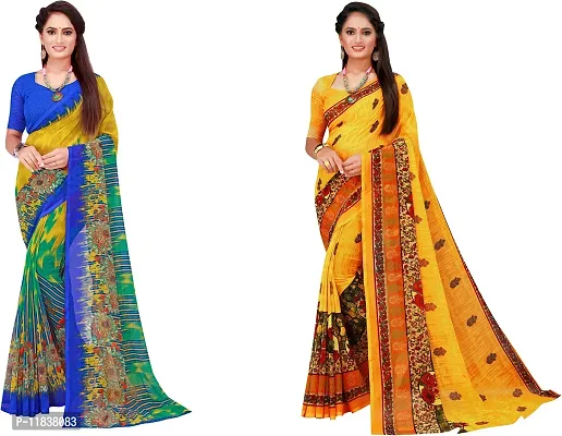 Beautiful Georgette Saree with Blouse Piece Pack Of 2