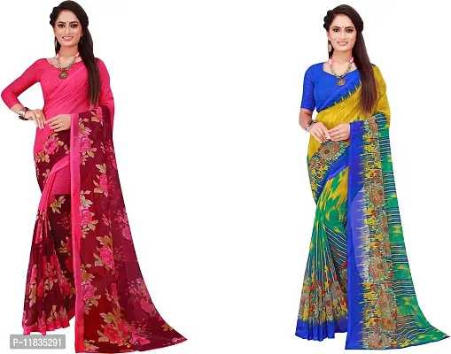 Beautiful Georgette Saree with Blouse Piece Pack Of 2-thumb0