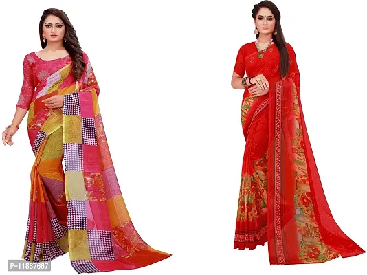 Beautiful Georgette Saree with Blouse Piece Pack Of 2