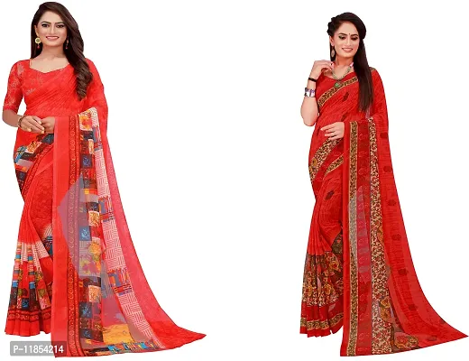 Beautiful Georgette Saree With Blouse Piece Pack Of 2-thumb0