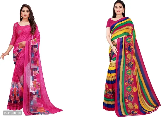 Beautiful Georgette Saree with Blouse Piece Pack Of 2