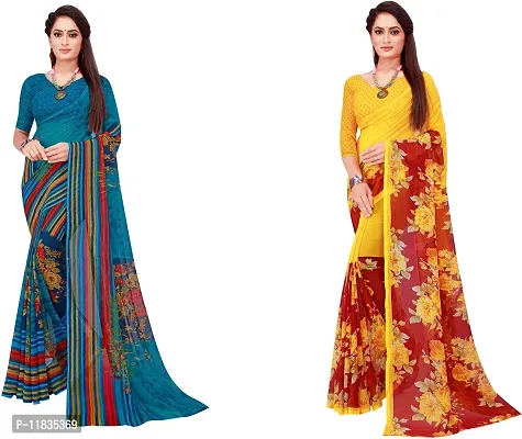 Beautiful Georgette Saree with Blouse Piece Pack Of 2-thumb0