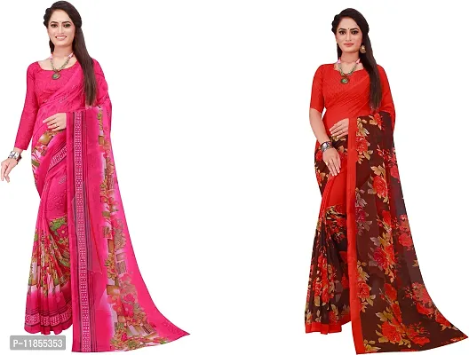 Beautiful Georgette Saree With Blouse Piece Pack Of 2-thumb0