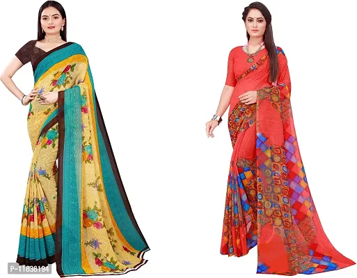 Beautiful Georgette Saree with Blouse Piece Pack Of 2