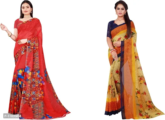 Beautiful Georgette Saree with Blouse Piece Pack Of 2