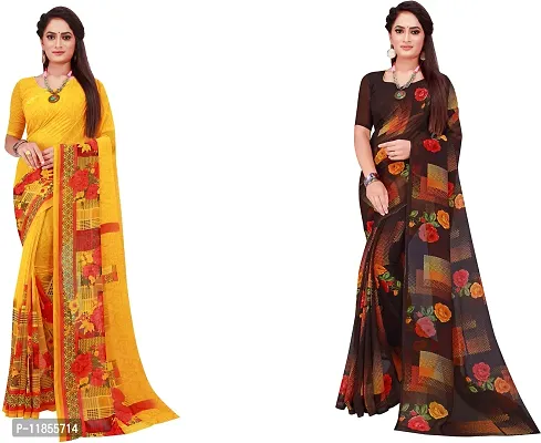 Beautiful Georgette Saree With Blouse Piece Pack Of 2