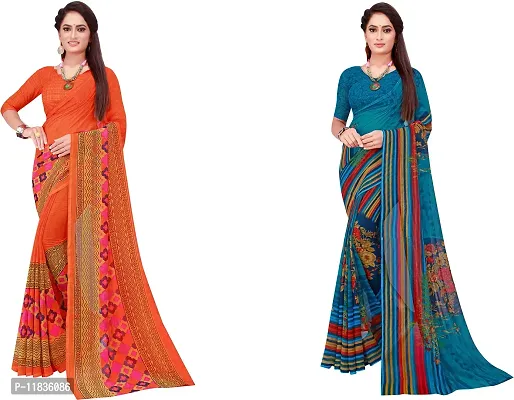 Beautiful Georgette Saree with Blouse Piece Pack Of 2