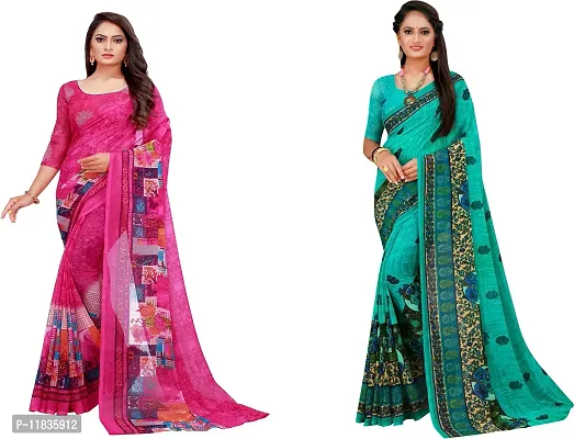 Beautiful Georgette Saree with Blouse Piece Pack Of 2-thumb0