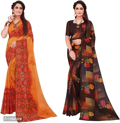 Beautiful Georgette Saree With Blouse Piece Pack Of 2-thumb0