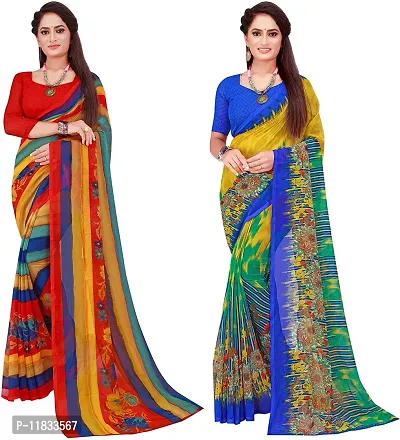 Beautiful Georgette Saree with Blouse Piece Pack Of 2-thumb0