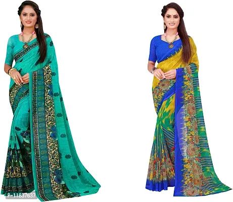 Beautiful Georgette Saree with Blouse Piece Pack Of 2