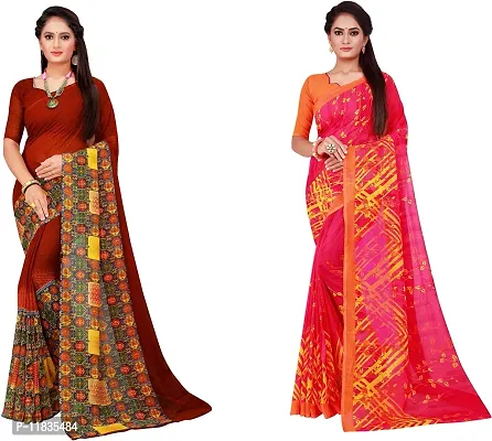 Beautiful Georgette Saree with Blouse Piece Pack Of 2-thumb0