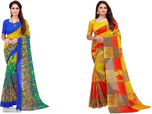 Beautiful Georgette Saree with Blouse Piece Pack Of 2