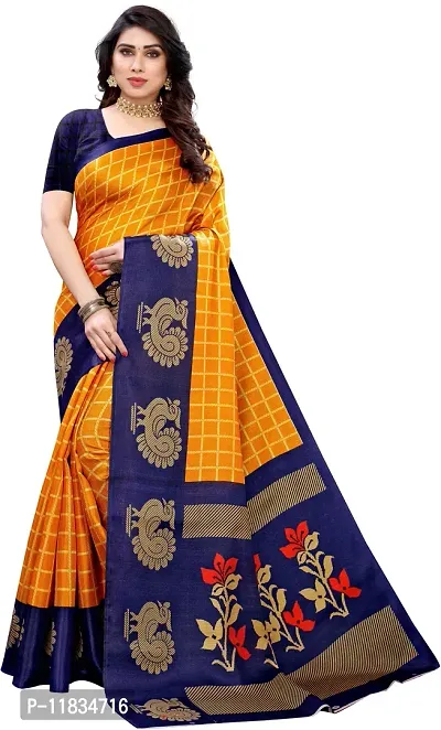 Beautiful Art Silk Saree with Blouse Piece-thumb0