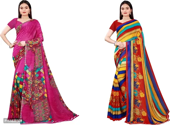 Beautiful Georgette Saree with Blouse Piece Pack Of 2