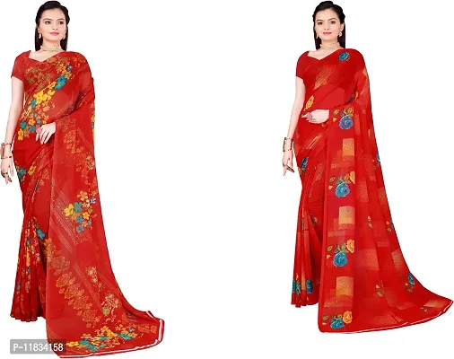 Beautiful Georgette Saree with Blouse Piece Pack Of 2-thumb0