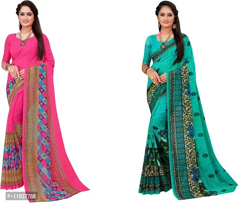 Beautiful Georgette Saree with Blouse Piece Pack Of 2-thumb0