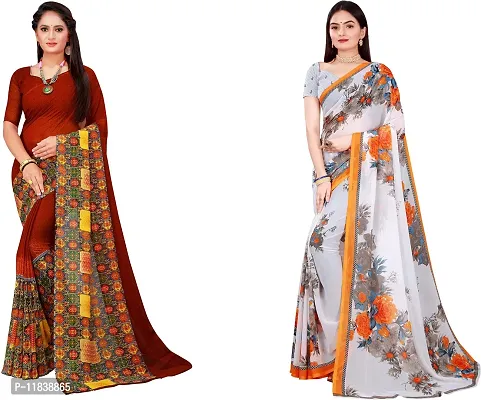 Beautiful Georgette Saree with Blouse Piece Pack Of 2-thumb0