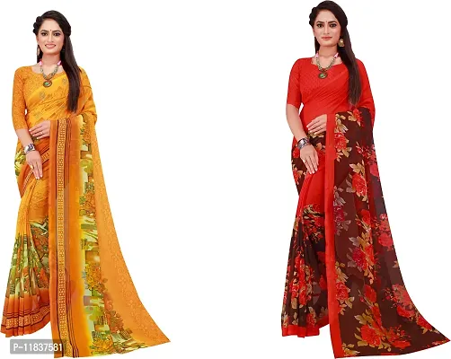 Beautiful Georgette Saree with Blouse Piece Pack Of 2-thumb0