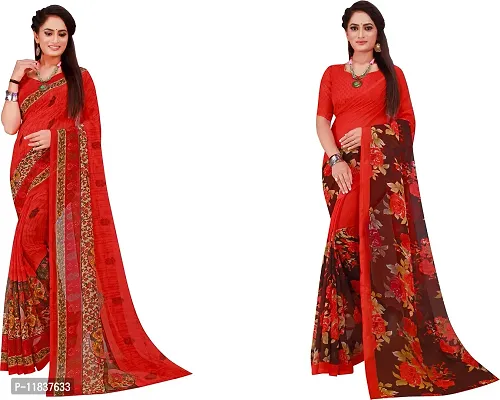 Beautiful Georgette Saree with Blouse Piece Pack Of 2-thumb0