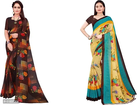 Beautiful Georgette Saree with Blouse Piece Pack Of 2-thumb0