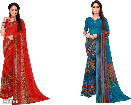 Beautiful Georgette Saree with Blouse Piece Pack Of 2