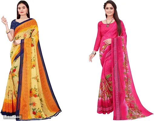 Beautiful Georgette Saree With Blouse Piece Pack Of 2-thumb0