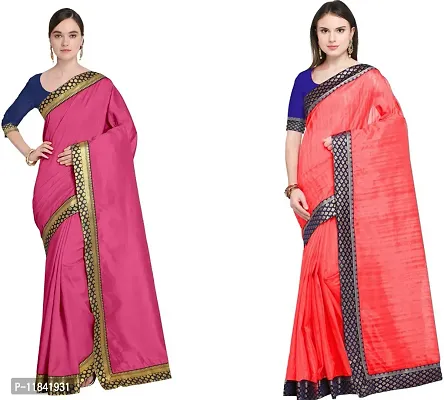 Beautiful Art Silk Saree With Blouse Piece Pack Of 2