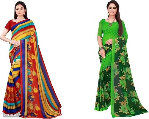 Beautiful Georgette Saree with Blouse Piece Pack Of 2-thumb0